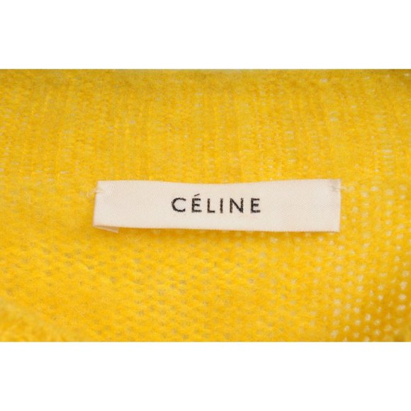 Celine Womens Crewneck Pullover Sweater Size Small Yellow 100% Wool Knit - Picture 7 of 9